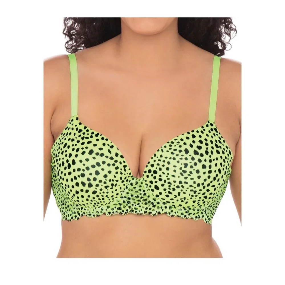 No Boundaries Juniors’ Neon Green Sexy Leopard Print Bra –‎ Size 32C Comfortable